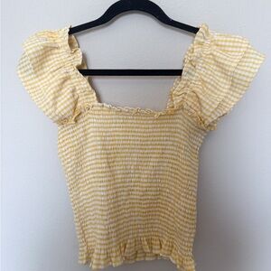 Yellow Gingham Ruffle Top